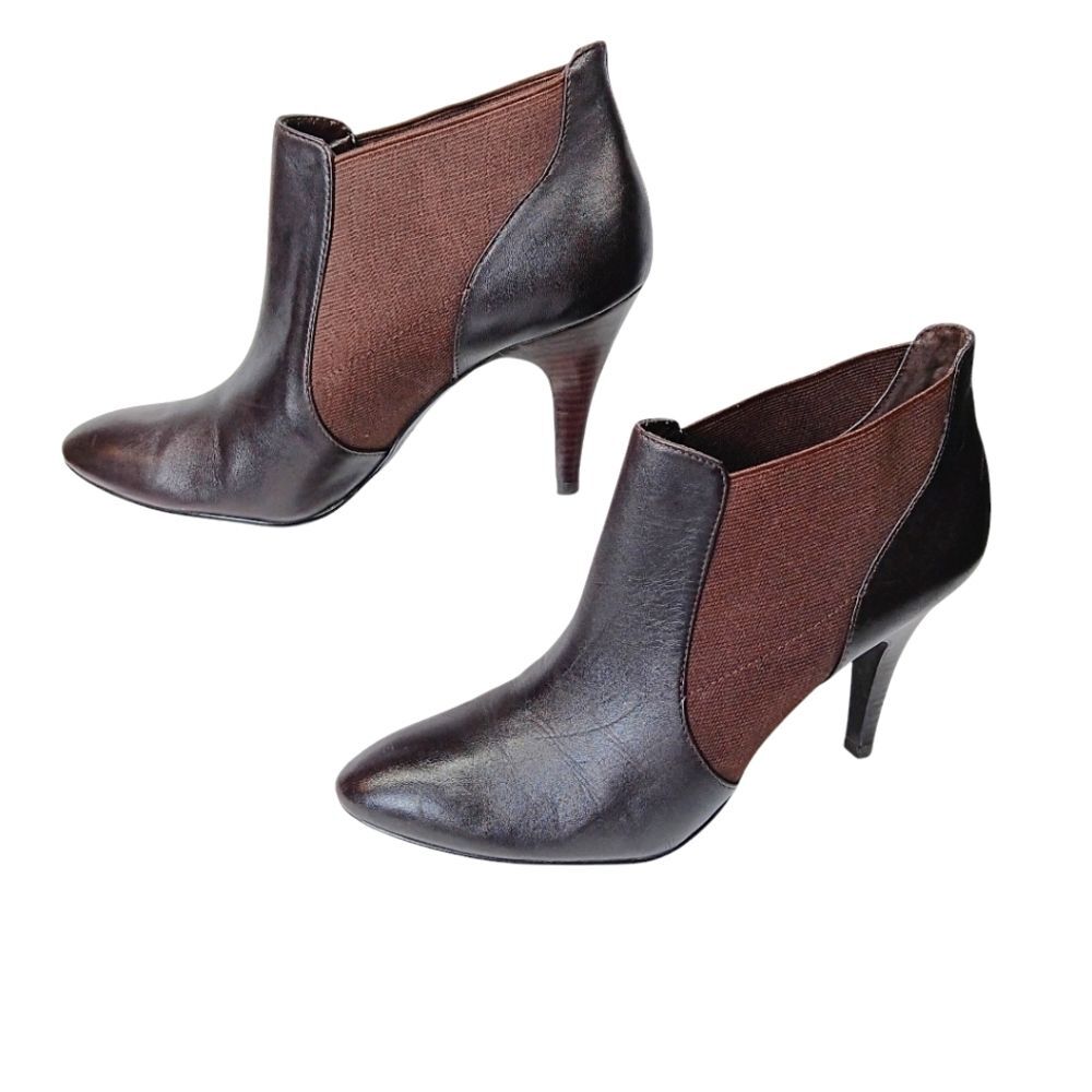 WORTHINGTON Dark Brown & Light Brown Leather Upper Bootie Size 9M